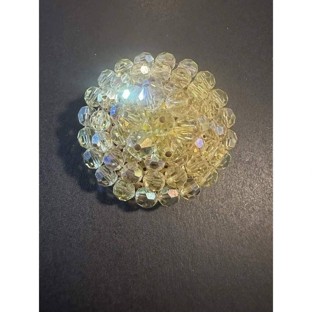 Vintage‎ Rhinestone Brooch Yellow Circle Brooch Pin